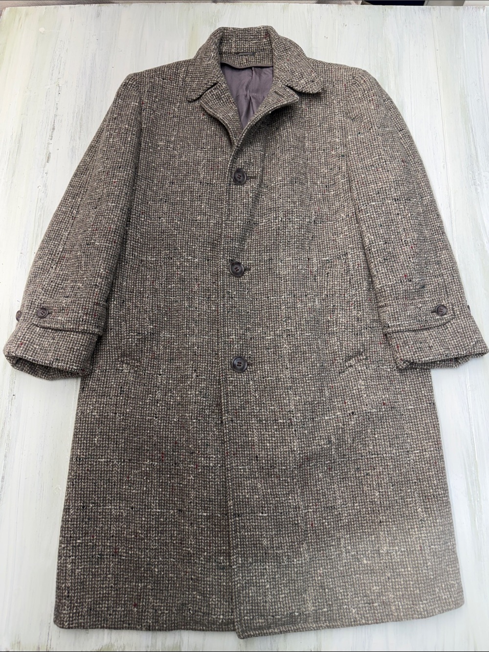 VTG 1940s Clothcraft Joseph & Feiss Harris Tweed Wool Overcoat Balmacaan